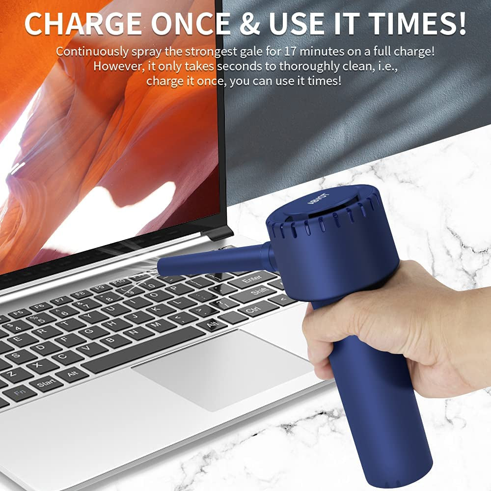 Compressed Air Duster, Electronic Air Duster, Portable 40000 RPM Cordless Dust Blower, 6000Mah Battery Air Can Duster, Powerful Computer Keyboard Cleaning Air Spray, Rechargeable Electric Canned Air